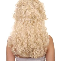 HPO Womens Colonial Lady Curly Wig | Blonde Historical Wigs | Premium Breathable Capless Cap
