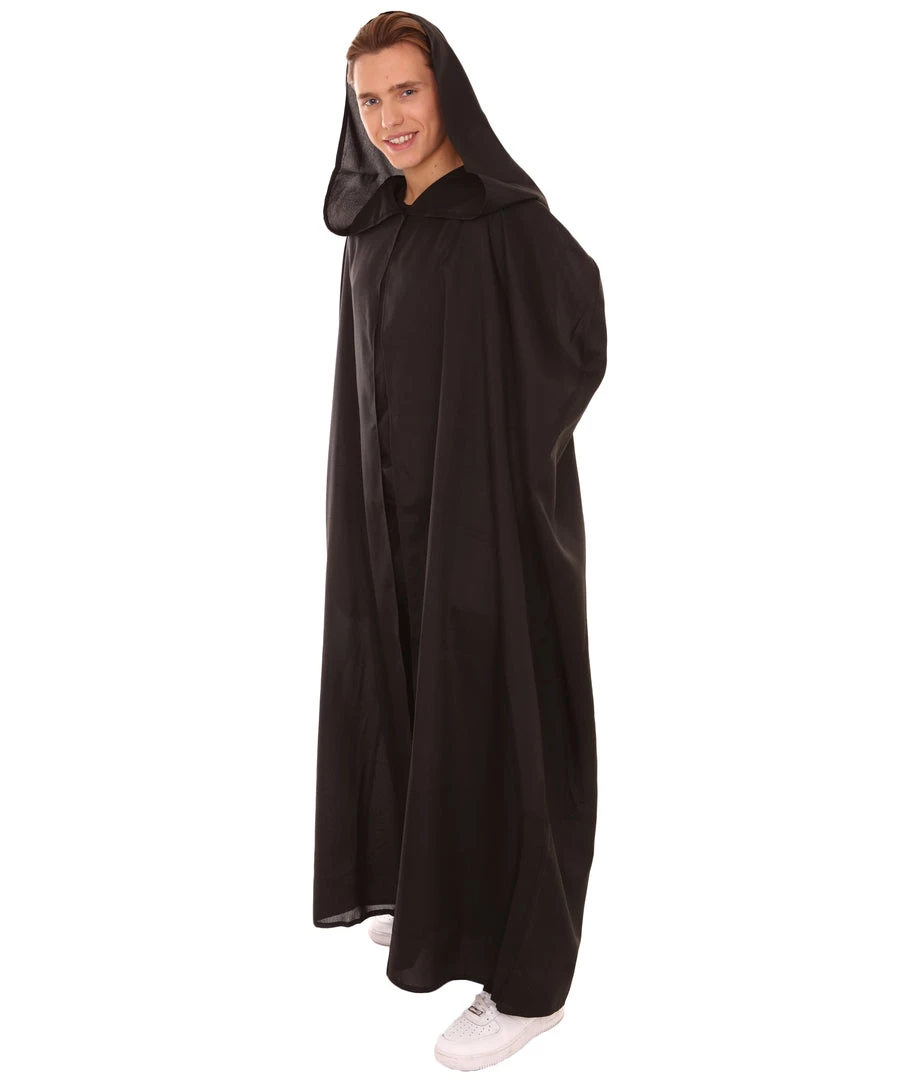 HPO Adult Men's Hooded Robe Costume | Black Halloween Costume