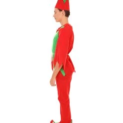 HPO Adult Men's Elf Christmas Costume | Red And Green Halloween Costume
