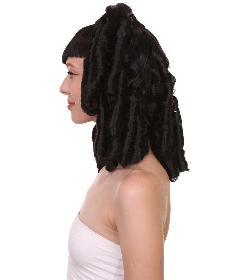 HPO Women's Curly Gothic Vampire Womens Wig | Vampiress Character Cosplay Halloween Wig | Premium Breathable Capless Cap