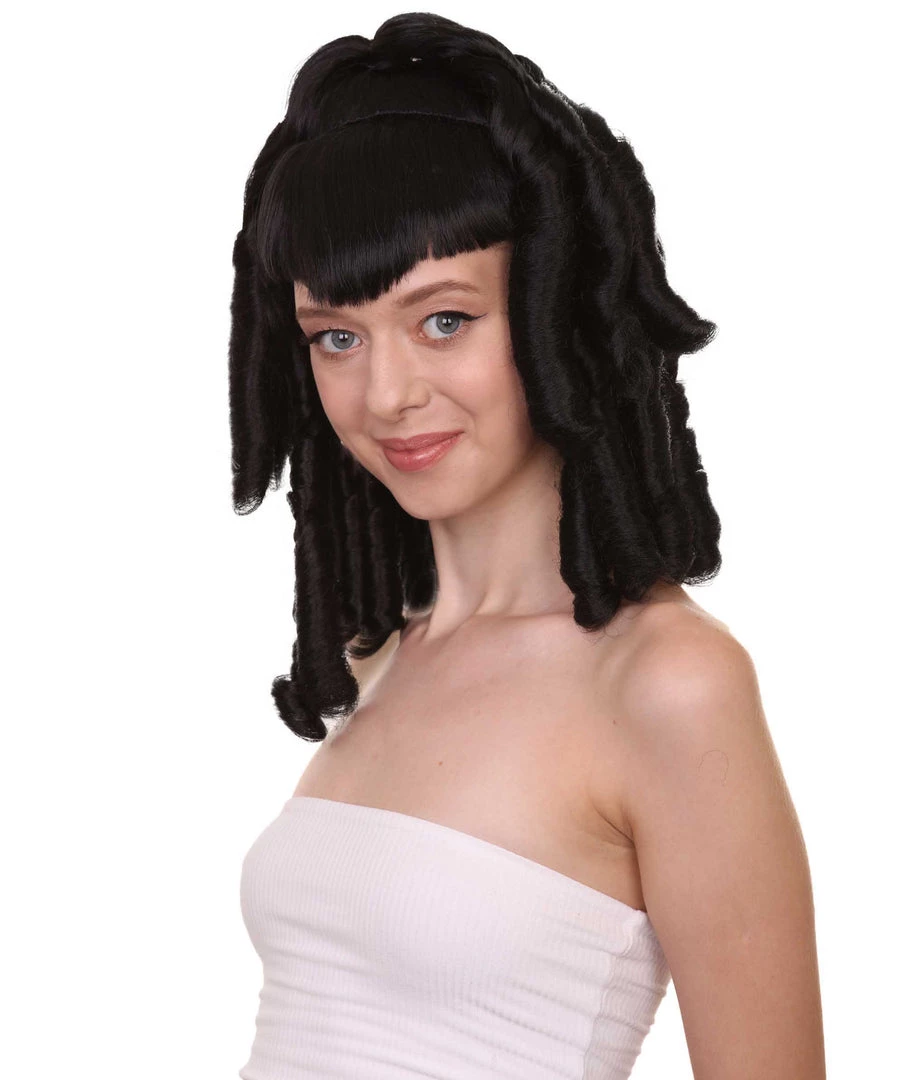 HPO Women's Curly Gothic Vampire Womens Wig | Vampiress Character Cosplay Halloween Wig | Premium Breathable Capless Cap