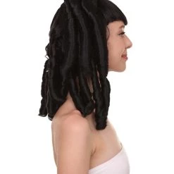HPO Women's Curly Gothic Vampire Womens Wig | Vampiress Character Cosplay Halloween Wig | Premium Breathable Capless Cap