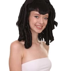 HPO Women's Curly Gothic Vampire Womens Wig | Vampiress Character Cosplay Halloween Wig | Premium Breathable Capless Cap