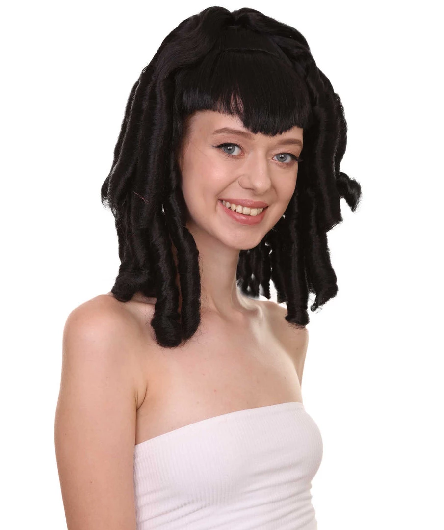 HPO Women's Curly Gothic Vampire Womens Wig | Vampiress Character Cosplay Halloween Wig | Premium Breathable Capless Cap