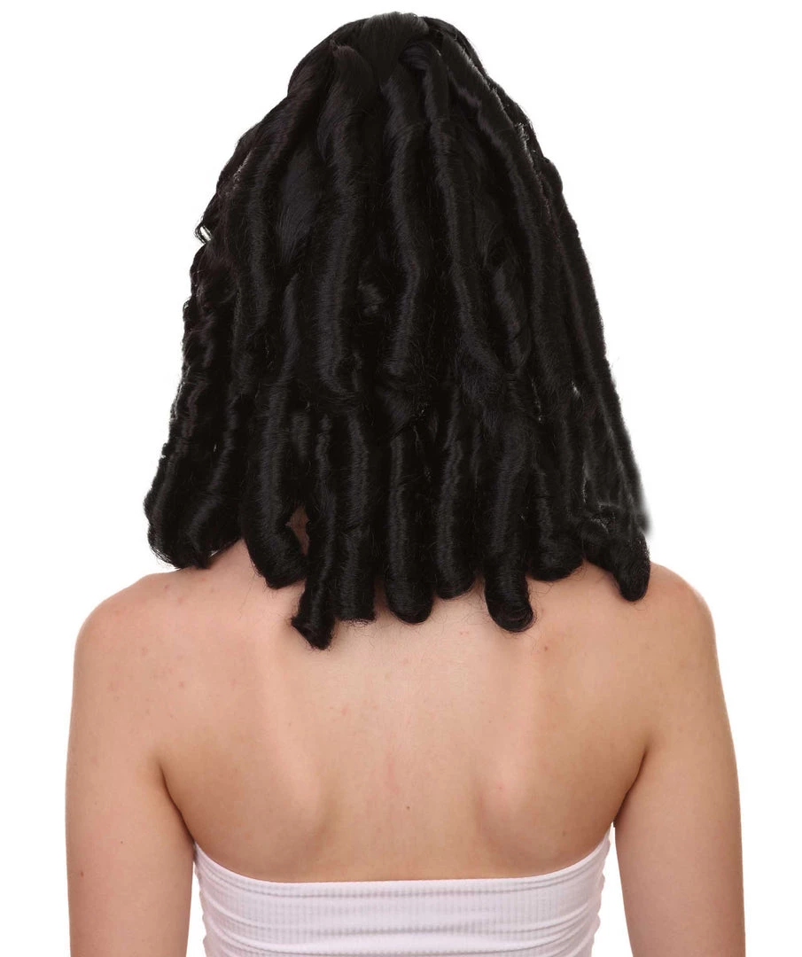 HPO Women's Curly Gothic Vampire Womens Wig | Vampiress Character Cosplay Halloween Wig | Premium Breathable Capless Cap