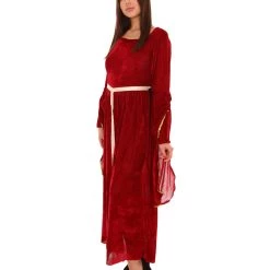HPO Adult Women's Lady Guinevere Berry Medieval Renaissance Costume | Burgundy Cosplay Costume