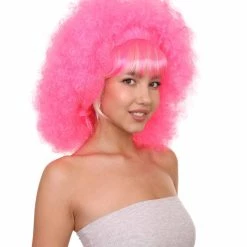 HPO Sweetie Pink Bubble Afro Clown Womens Wig | Sexy Cosplay Party Halloween Wig | Premium Breathable Capless Cap Women's