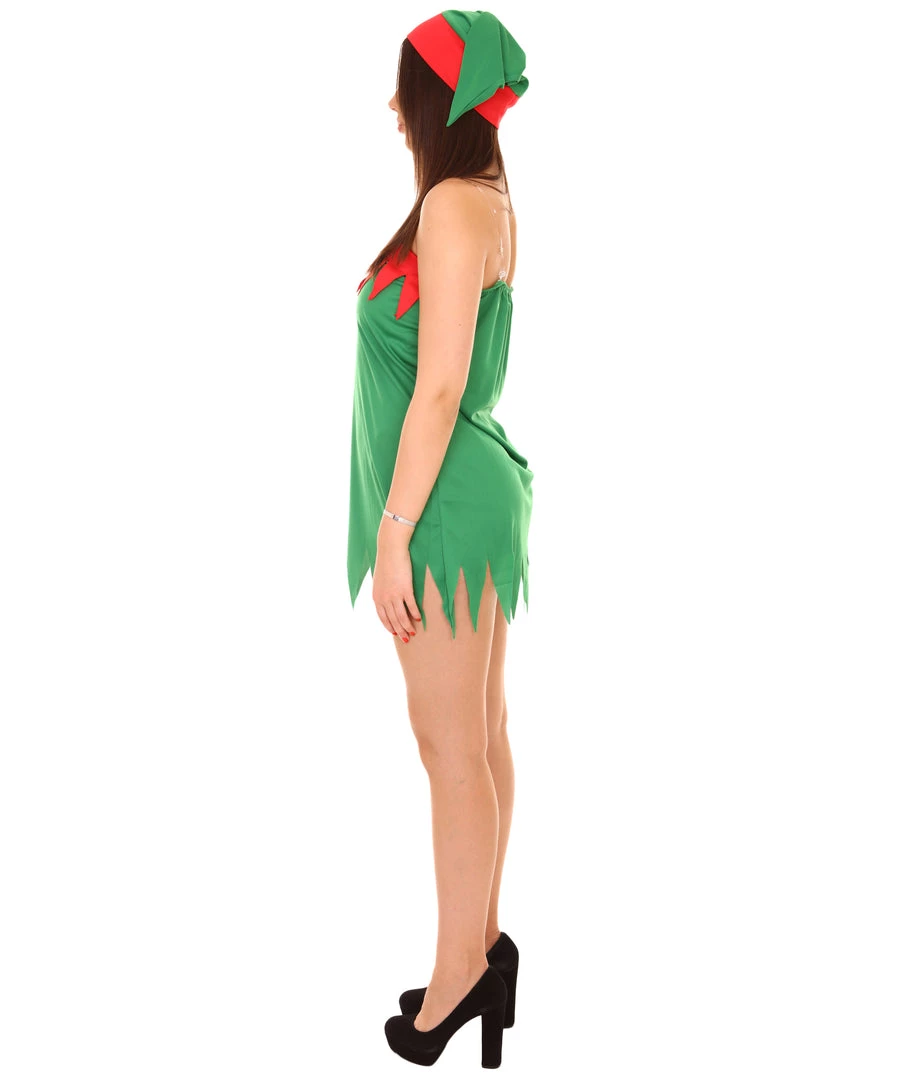 HPO Adult Women's Christmas Elf Fancy Dress Holiday Costume | Blue Cosplay Costume