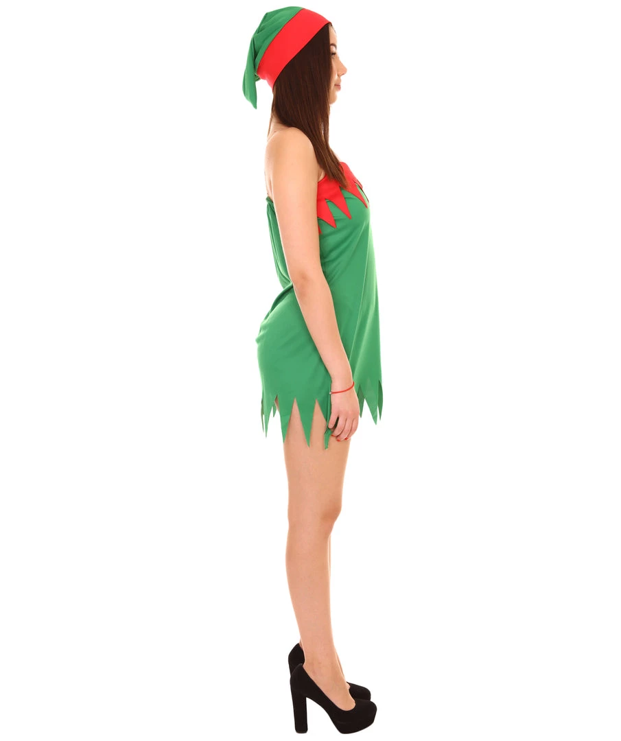 HPO Adult Women's Christmas Elf Fancy Dress Holiday Costume | Blue Cosplay Costume