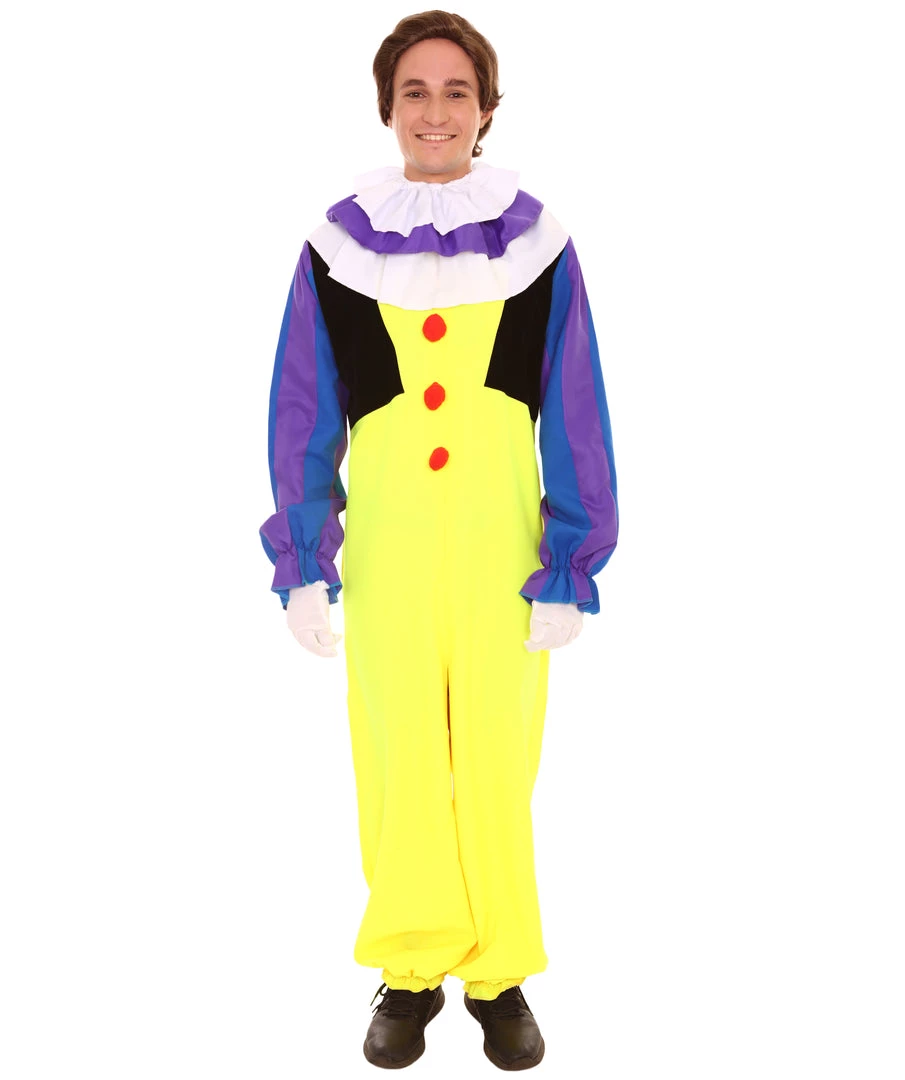 HPO Adult Men's Clown Jumpsuit Costume | Multicolor Cosplay Costume