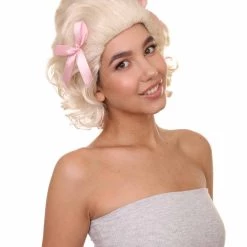 HPO Women's Womens French Colonial Marie Antoinette Wig | Blonde Historical Wigs | Premium Breathable Capless Cap