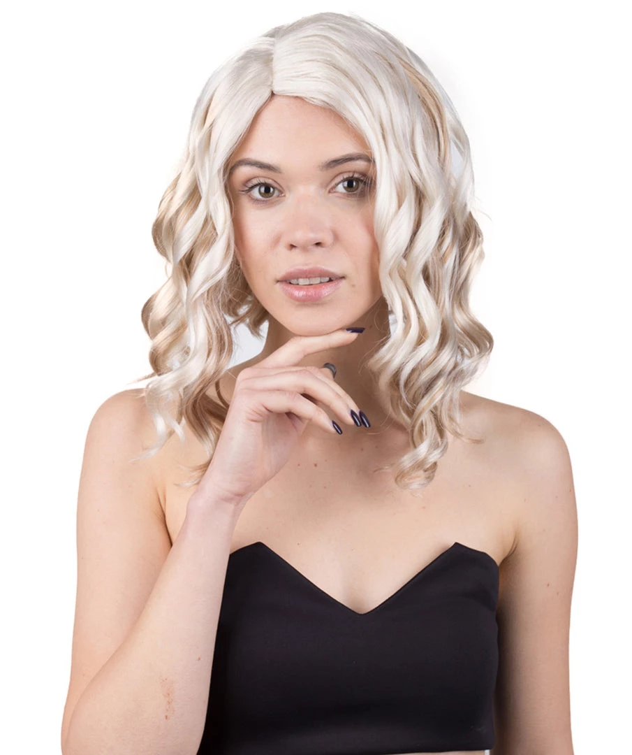 BC Wavy Introverted Bob | Women's Blonde Color Wavy Shoulder Length Trendy Introverted Bob Wig