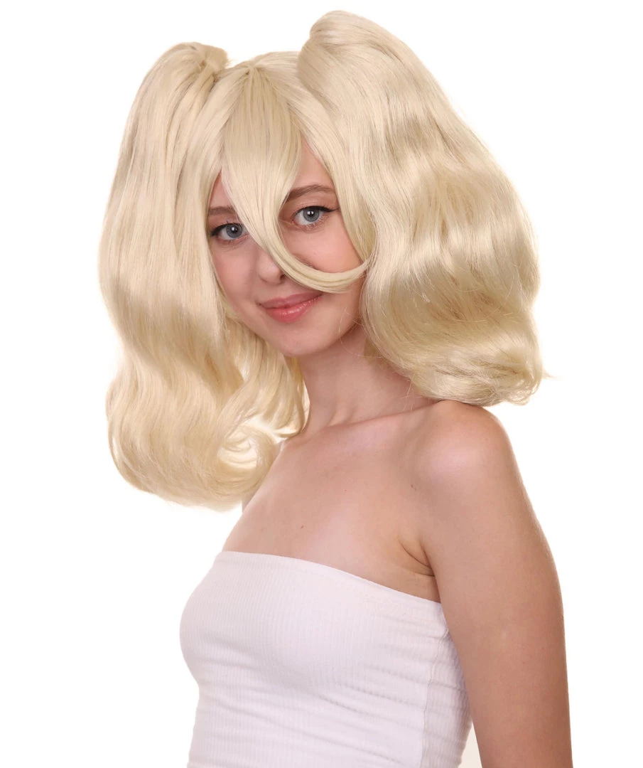 HPO Womens Superheros Ponytail Wig | Blonde Harley Quinn TV/Movie Wigs | Premium Breathable Capless Cap
