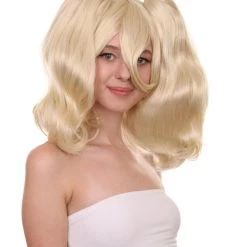 HPO Womens Superheros Ponytail Wig | Blonde Harley Quinn TV/Movie Wigs | Premium Breathable Capless Cap