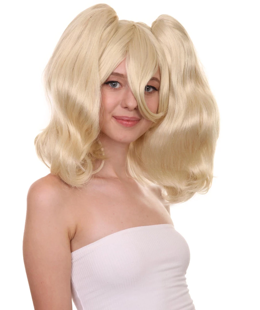 HPO Womens Superheros Ponytail Wig | Blonde Harley Quinn TV/Movie Wigs | Premium Breathable Capless Cap