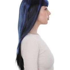 HPO Women's Glamour Witch Womens Wig | Blue Black Sexy Cosplay Party Halloween Wig | Premium Breathable Capless Cap