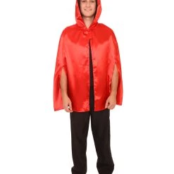 HPO Adult Women's Reversible Hooded Short Cape Costume | Multiple Color Option Halloween Costume