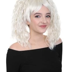 HPO Women's Adults Womens Wig | White TV/Movie Party Ready Fancy Cosplay Halloween Wig | Premium Breathable Capless Cap