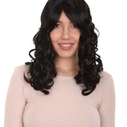 HPO Long Black Wavy Womens Wig | Dramatical Natural Looking Wig | Premium Breathable Capless Cap Men's