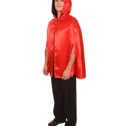HPO Adult Women's Reversible Hooded Short Cape Costume | Multiple Color Option Halloween Costume