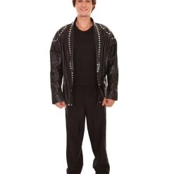 HPO Adult Men's PU Leather Jacket Costume | Black Cosplay Costume