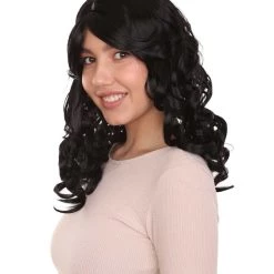 HPO Long Black Wavy Womens Wig | Dramatical Natural Looking Wig | Premium Breathable Capless Cap Men's