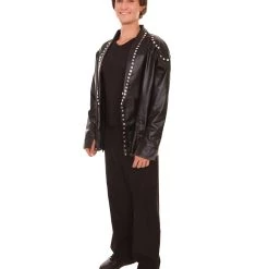 HPO Adult Men's PU Leather Jacket Costume | Black Cosplay Costume