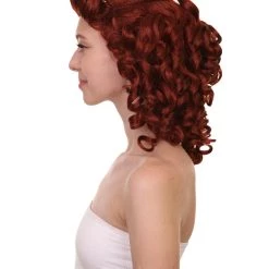 HPO Women's Womens 40's Pin Up Girl | Brown Vintage Wig | Premium Breathable Capless Cap