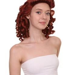 HPO Women's Womens 40's Pin Up Girl | Brown Vintage Wig | Premium Breathable Capless Cap