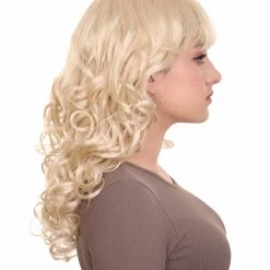 HPO Womens Long Blonde Curly Wig | Dramatical Fancy Wig | Premium Breathable Capless Cap