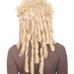 HPO Womens 18th Century Colonial Lady Curly Wig | Blonde Historical Wig | Premium Breathable Capess Cap