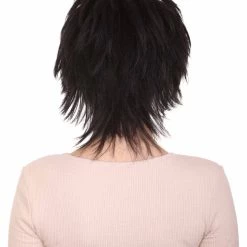 HPO Women's Womens Adult Curly Wig | Black Short Character Wig | Premium Breathable Capless Cap