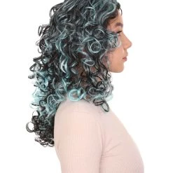 HPO Blue Wicked Witch Womens Wig | Black Sky Horror Cosplay Halloween Wig | Premium Breathable Capless Cap Women's