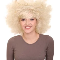 HPO Funky Pop Afro Unisex Wig | Super Size Jumbo Blond Party Wig | Premium Breathable Capless Cap Women's