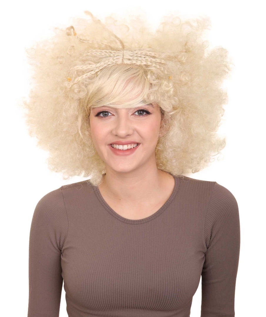 HPO Funky Pop Afro Unisex Wig | Super Size Jumbo Blond Party Wig | Premium Breathable Capless Cap Women's