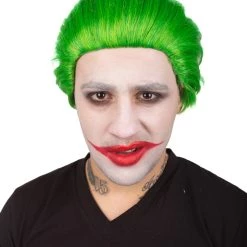 BC The Joker | Men's Green Color Slick Back Straight Psychotic Joker Wig