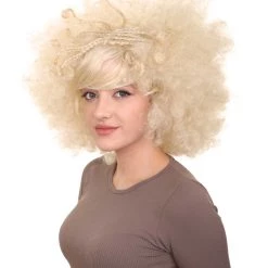 HPO Funky Pop Afro Unisex Wig | Super Size Jumbo Blond Party Wig | Premium Breathable Capless Cap Women's