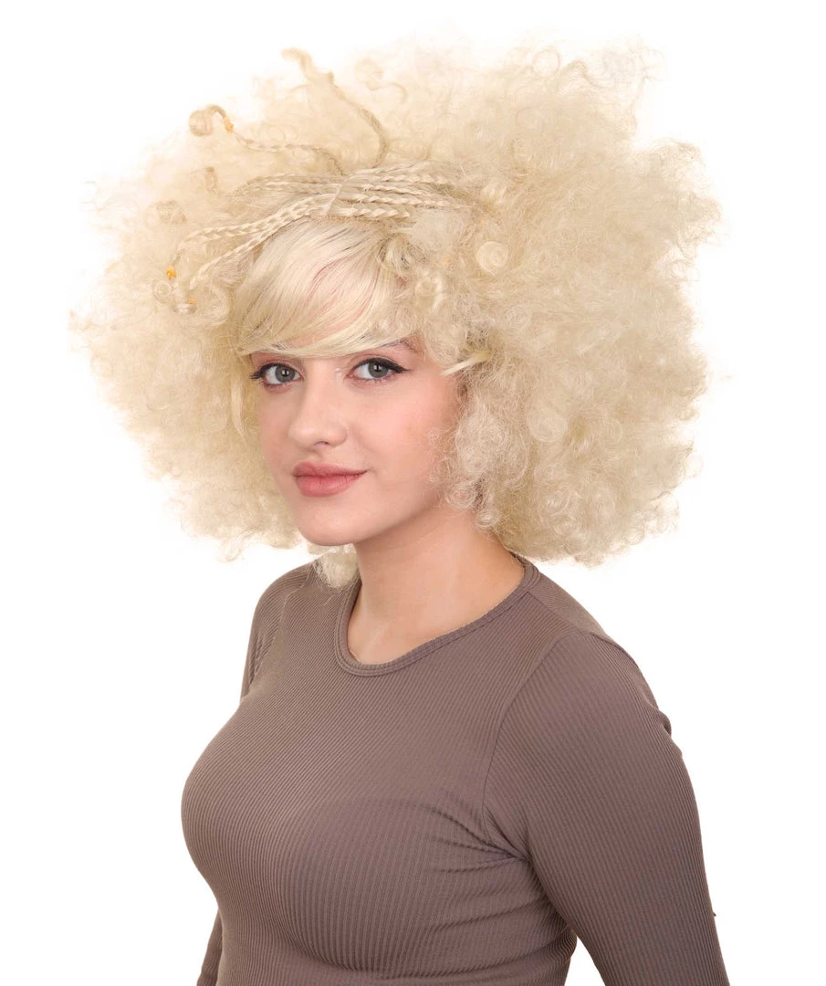 HPO Funky Pop Afro Unisex Wig | Super Size Jumbo Blond Party Wig | Premium Breathable Capless Cap Women's