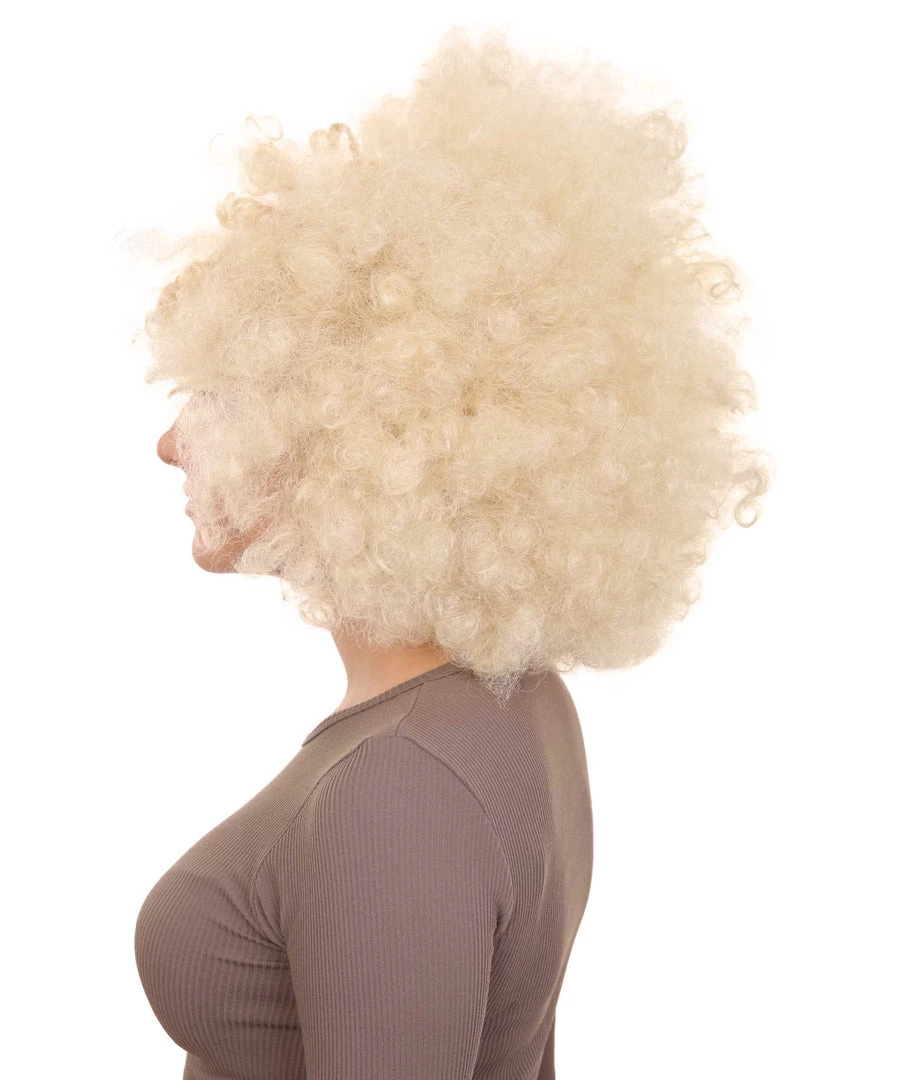 HPO Funky Pop Afro Unisex Wig | Super Size Jumbo Blond Party Wig | Premium Breathable Capless Cap Women's
