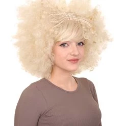 HPO Funky Pop Afro Unisex Wig | Super Size Jumbo Blond Party Wig | Premium Breathable Capless Cap Women's