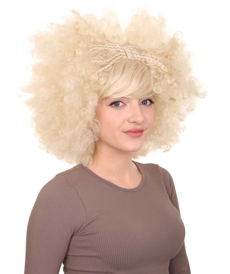 HPO Funky Pop Afro Unisex Wig | Super Size Jumbo Blond Party Wig | Premium Breathable Capless Cap Women's