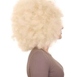 HPO Funky Pop Afro Unisex Wig | Super Size Jumbo Blond Party Wig | Premium Breathable Capless Cap Women's