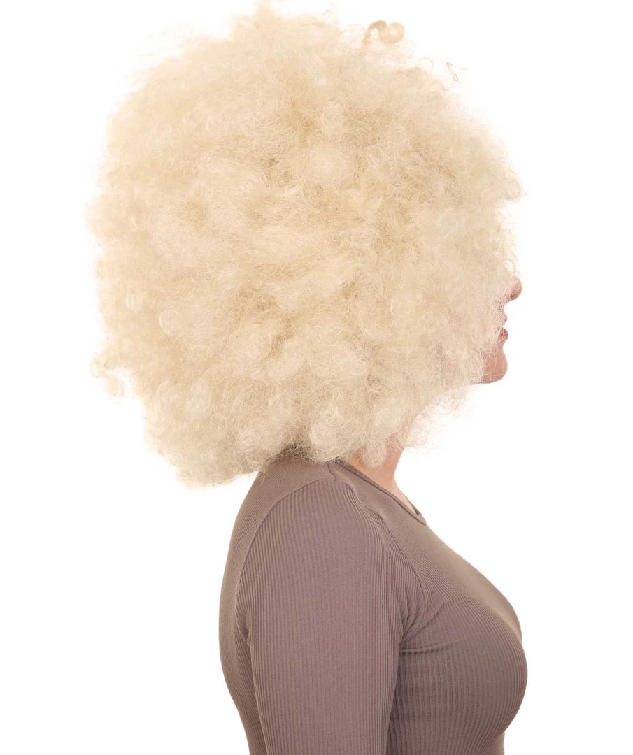 HPO Funky Pop Afro Unisex Wig | Super Size Jumbo Blond Party Wig | Premium Breathable Capless Cap Women's