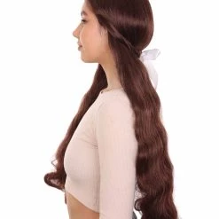 HPO Womens Brown Long Wig | TV/Movie Wigs | Premium Breathable Capless Cap