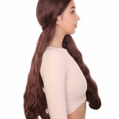 HPO Womens Brown Long Wig | TV/Movie Wigs | Premium Breathable Capless Cap