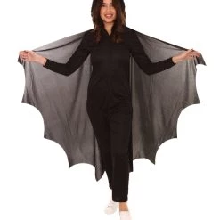 HPO Adult Women's Cozy Bat Jumpsuit | Black Halloween Costume