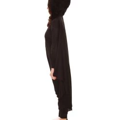 HPO Adult Women's Cozy Bat Jumpsuit | Black Halloween Costume