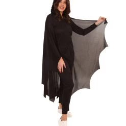 HPO Adult Women's Cozy Bat Jumpsuit | Black Halloween Costume