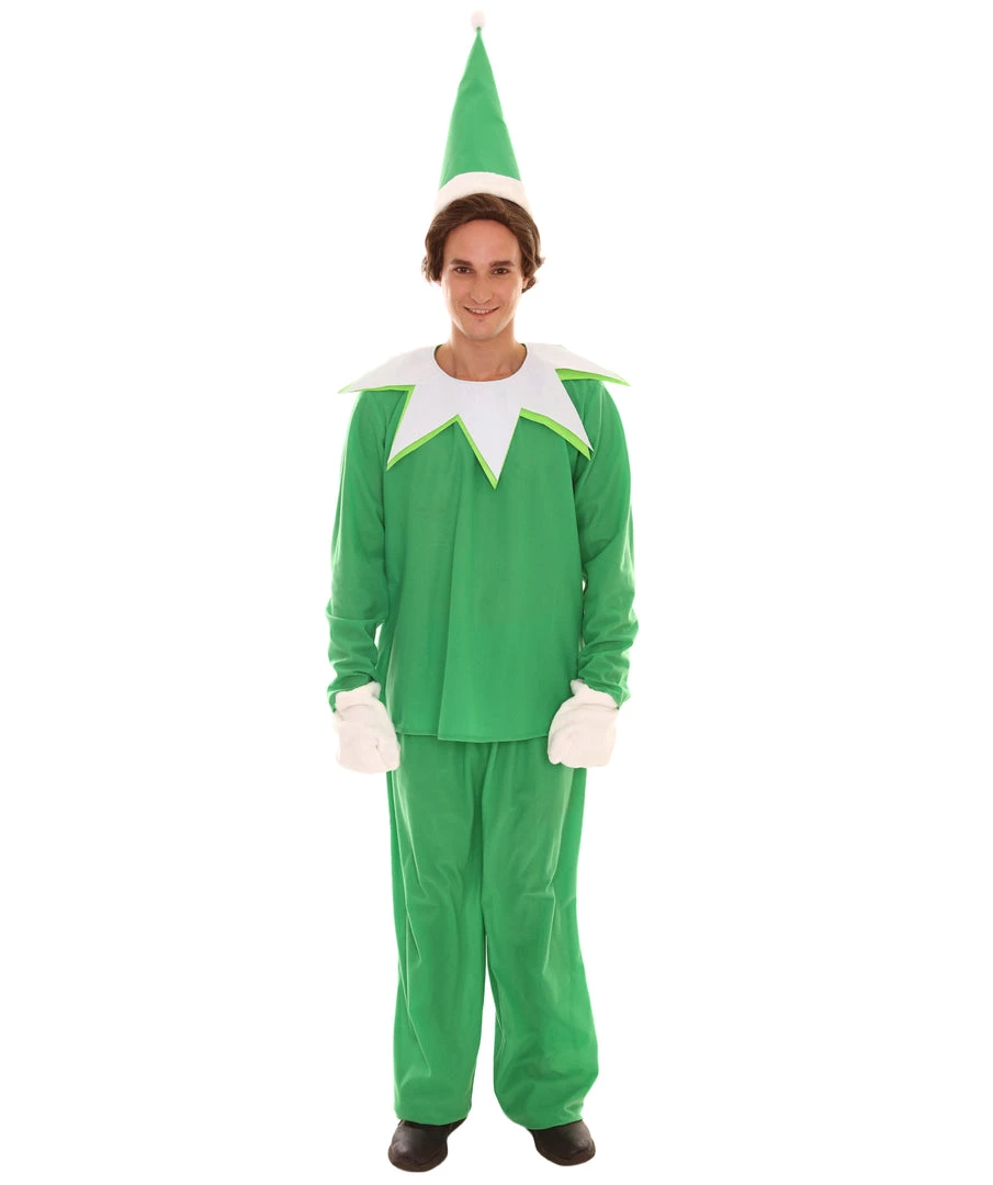 HPO Adult Men's Elf On The Shelf Costume | Green Halloween Costume