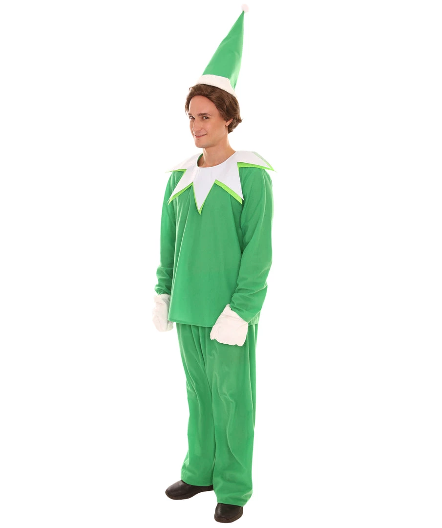 HPO Adult Men's Elf On The Shelf Costume | Green Halloween Costume